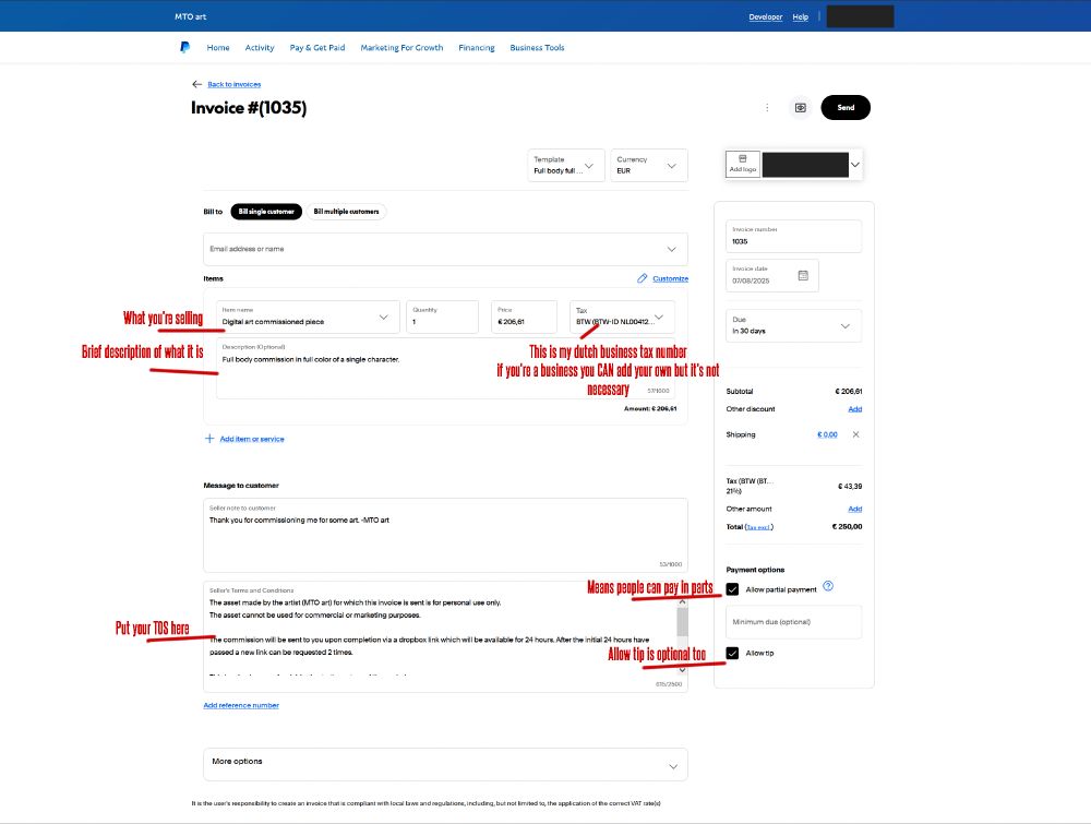 Screenshot of paypal layout