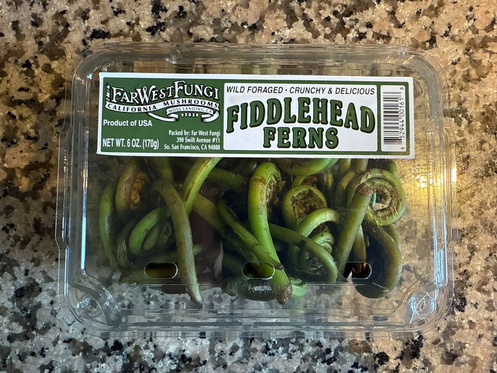 Photograph of a package of Fiddlehead Ferns.