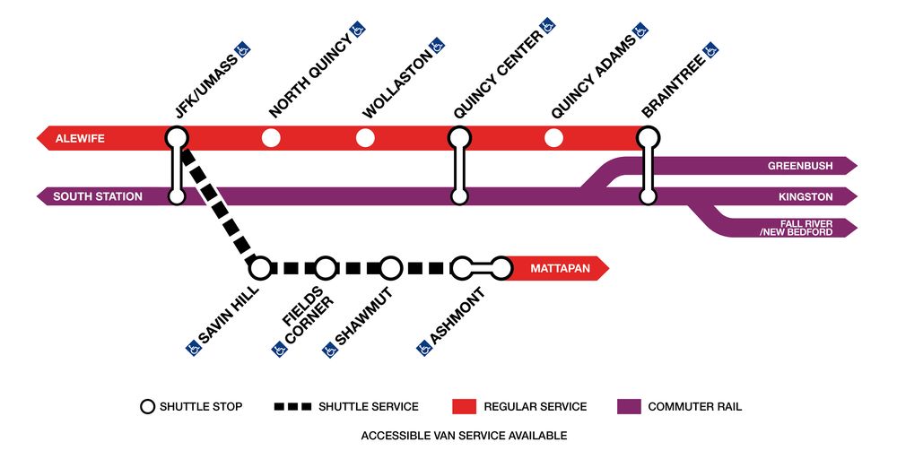 Shuttle stops for the Red Line closure