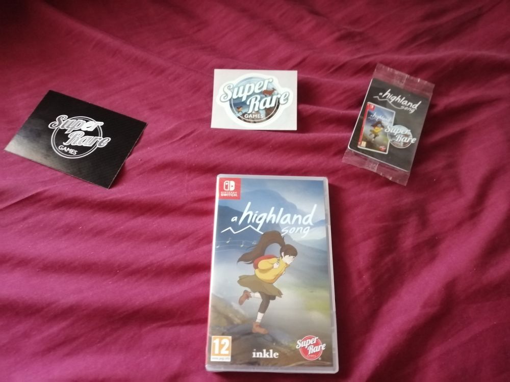 Super Rare Games' A Highland Song physical release + sticker and cards