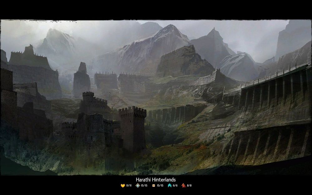 Loading screen for the Harathi Hinterlands zone in Guild Wars 2