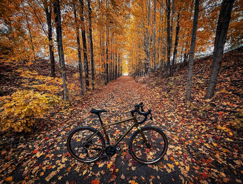 Gravel bike among the fall colors.
Autumn. iPhone photography.
