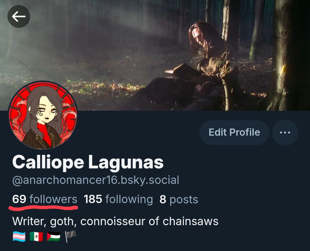 My profile page showing I have amasses 69 followers.