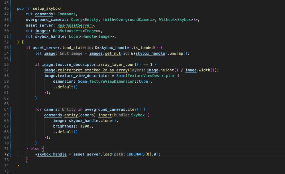 Screenshot of a setup_skybox function in Rust.