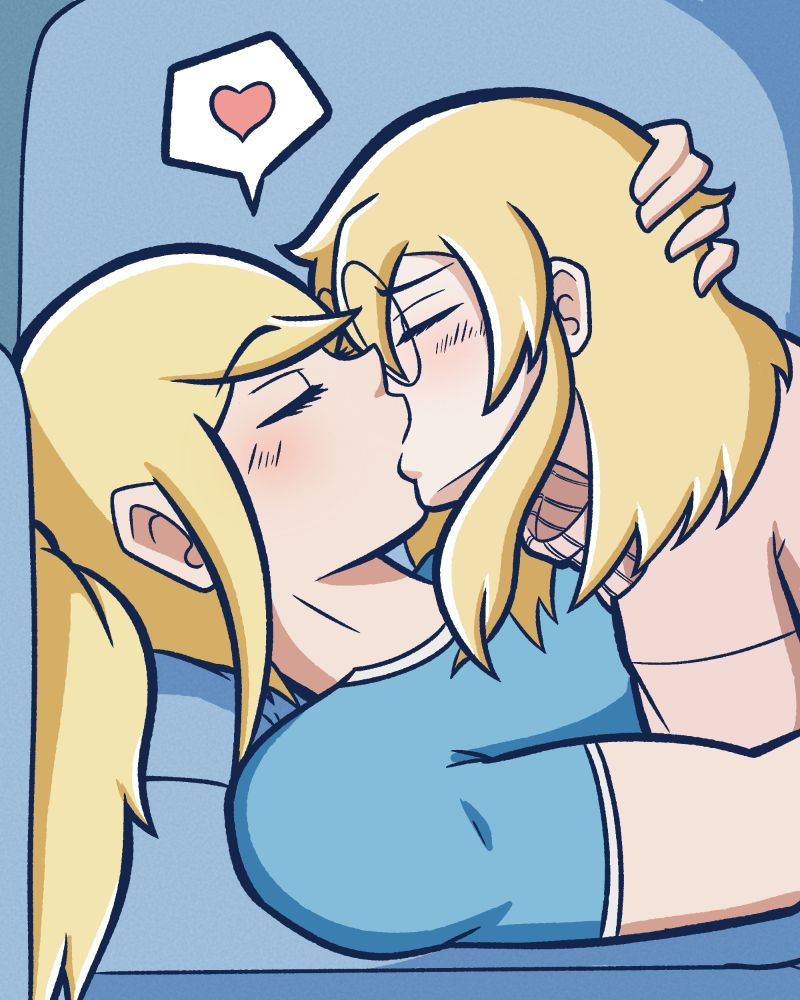 The two girls pull in and share a deep kiss