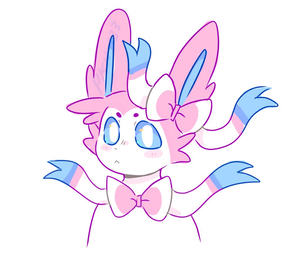 digital art of a headshot of the pokemon eeveelution Sylveon