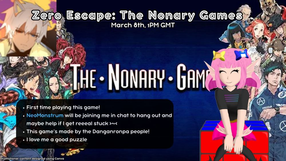Zero Escape: The Nonary Games promo image
March 8th, 1pm GMT

First time playing this game!

NeoMonstrum will be joining me in chat (voice) to hang out and maybe help if I get real stuck

The game's made by the Danganronpa people!

I love me a good puzzle