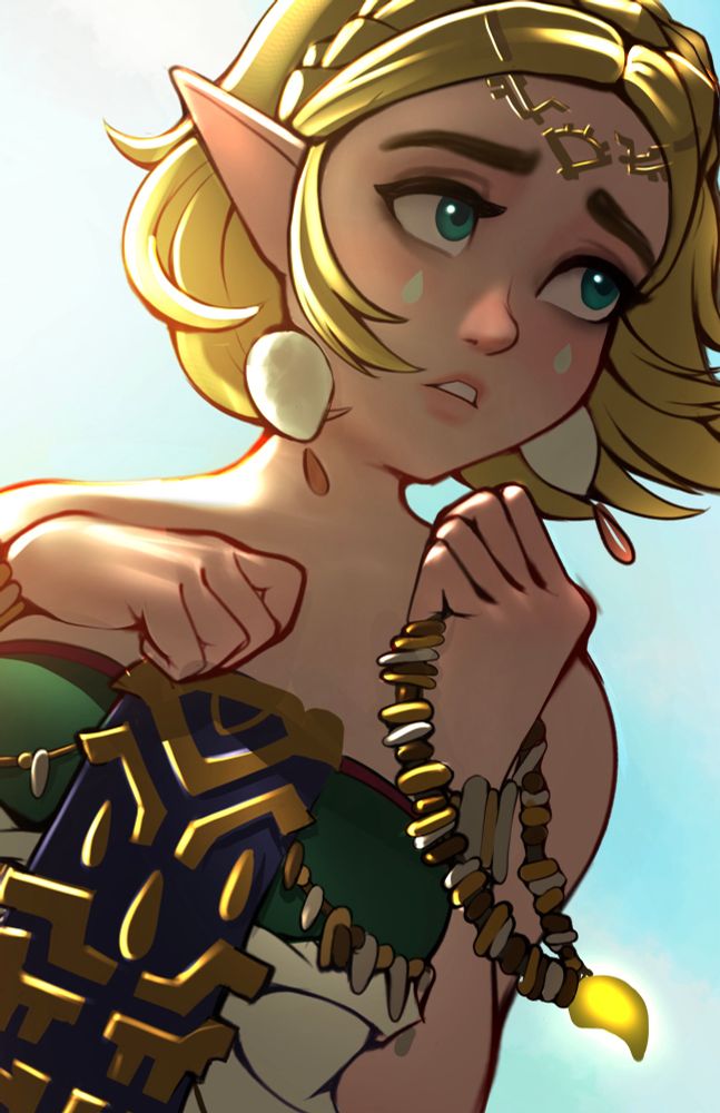A drawing of Princess Zelda from Tears of the Kingdom by the artist jackarydraws