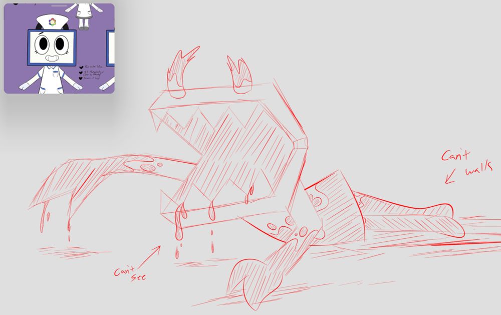 A sketch concept for the twisted design for my other oc Maddie.