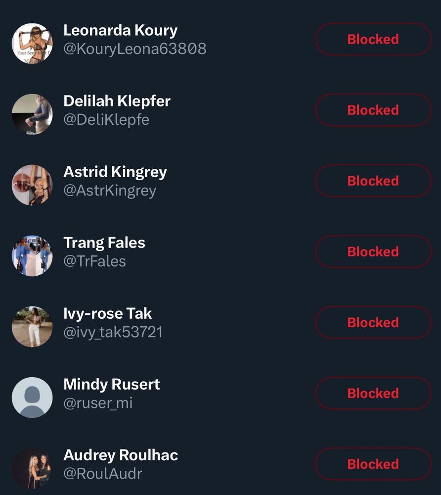 bunch of weird bots of random fake women in my blocklist