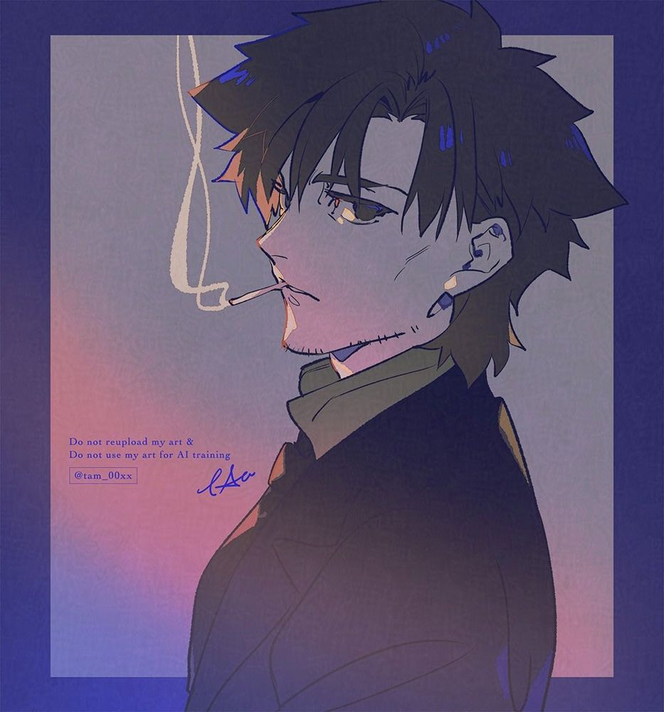 衛宮切嗣がタバコを咥えているイラスト