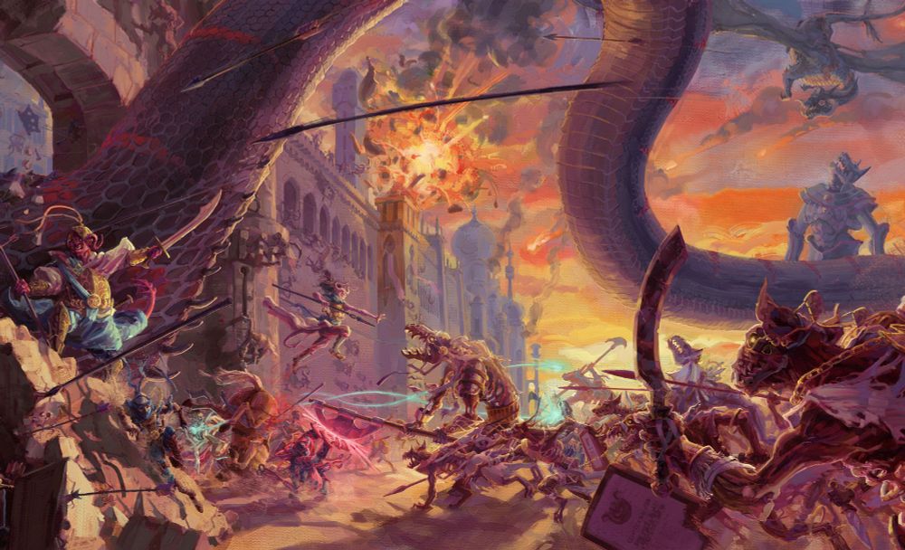 The armies of Al'Kirat ride out into the red cursed sands to meet the undead legion of a long-dead gnoll kingdom.