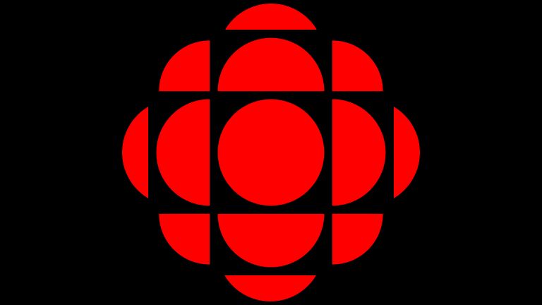 A CBC logo (1992-present) showing a red circle in the middle, and a series of half or quarter circles arranged on the outside to make larger oval shape.