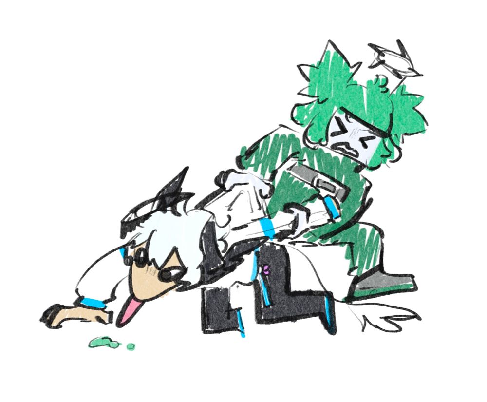 my persona trying very hard to lick some fallen goop on the floor, while chip is holding me back. I WANT THE GOOP.