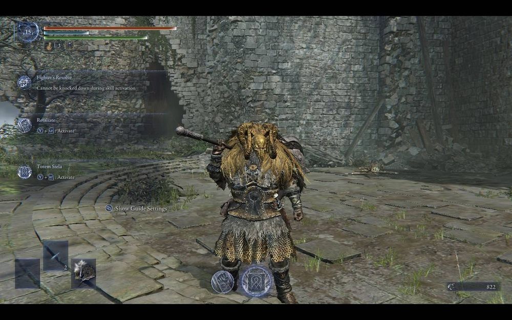 A warrior wearing a golden ram helm wielding a great axe. The Dawn Raider from Elden Ring: Nightreign