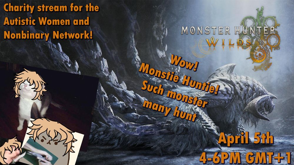 Poster advertising the charity stream that's going to take place on April 5th 2025 4-6PM GMT+1