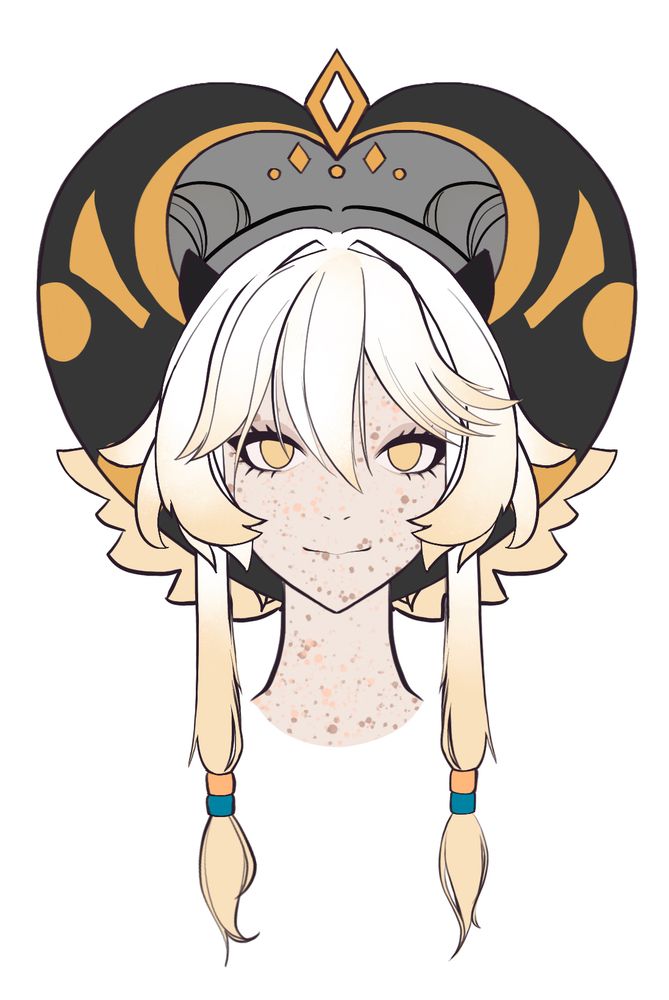 Drawing of Renna wearing a triceratops frill 