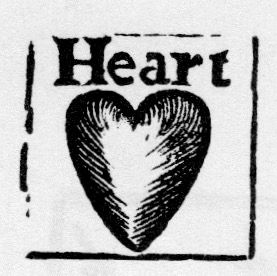 Image of a heart from an 18th-century child's alphabet, with the word written above.