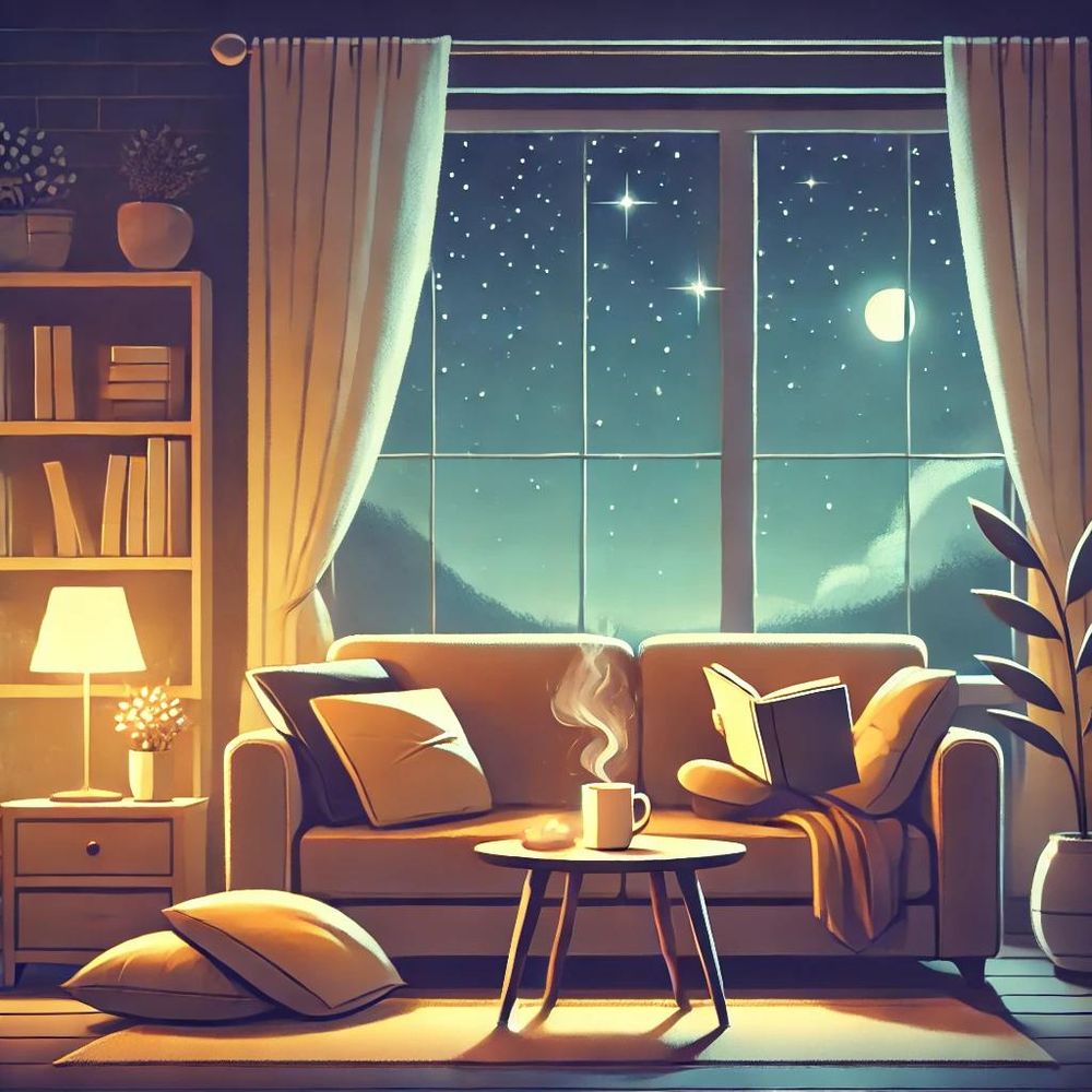 Cozy living room the evening. 