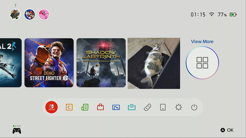 Nintendo Switch 2 HOME Menu with the new feature (Cat Fish)