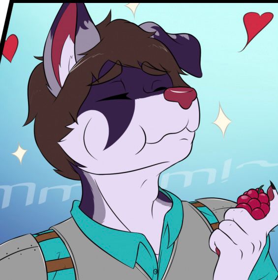 Funny Grinn-dog eat a berry =w=