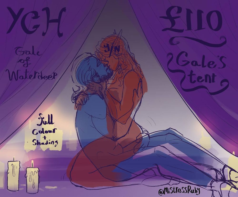 In a tent with several candles burning, Gale sits with Y/N in his lap. As they embrace, they share a long slow kiss. (THIS COULD BE YOU!)