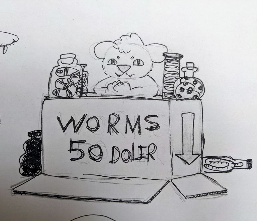 trustworthy creature selling worms for 50 doler