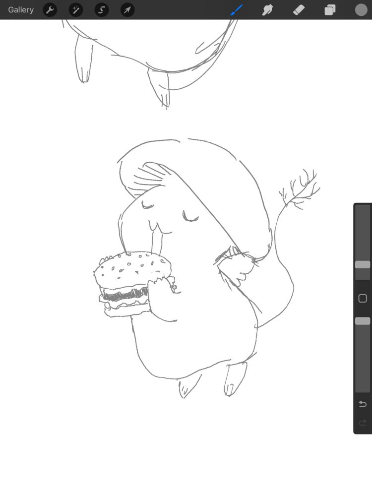 my fungsona amavi taking a big bite of a burger