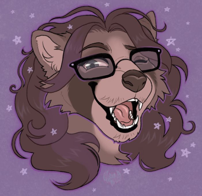 A raccoon character wearing glasses is winking at the viewer. He looks very happy.