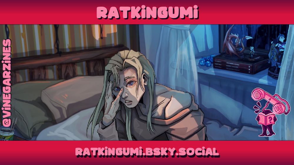 Artist spotlight for 'Renkeiru', showing a piece of their artwork: a person sitting on a bed looking shocked.