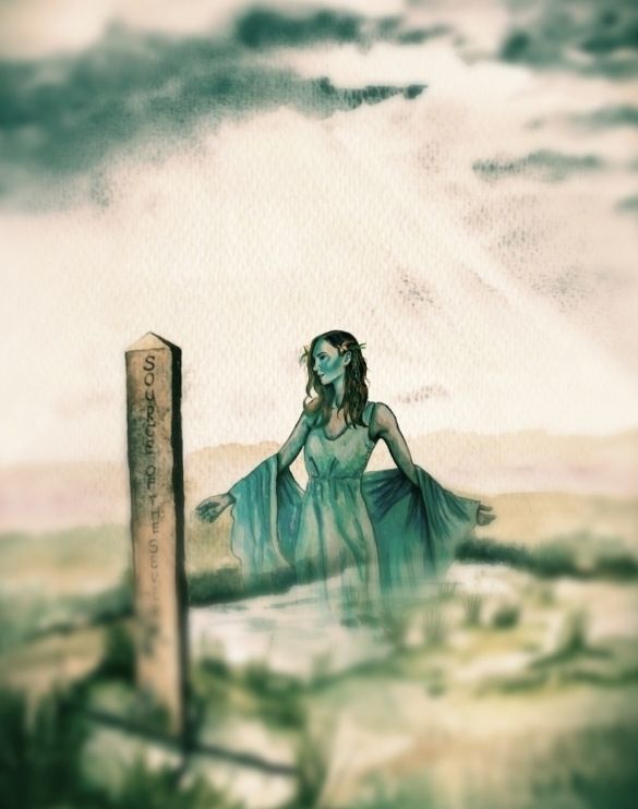 Sabrina, spirit of The River Severn, at its source in Mid Wales. 