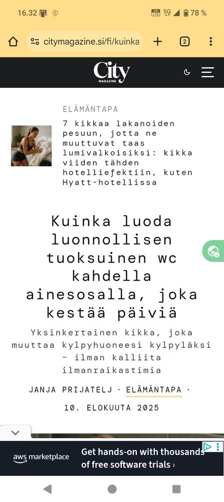 Kuvakaappaus "kuinka luoda luonnollisen tuoksuinen wc kahdella ainesosalla, joka kestää päiviä"