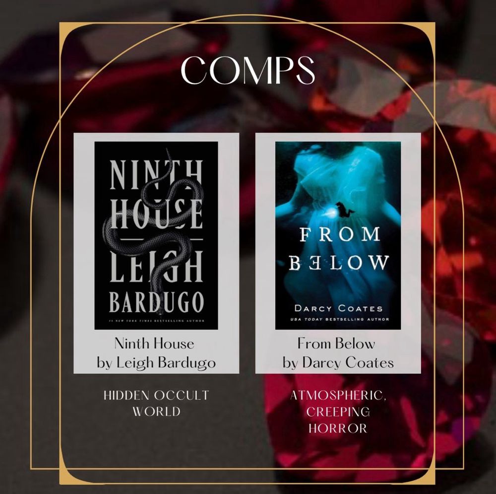 Comps: hidden occult world of ninth house by Leigh Bardugo and atmospheric, creeping horror of from below by Darcy Coates 