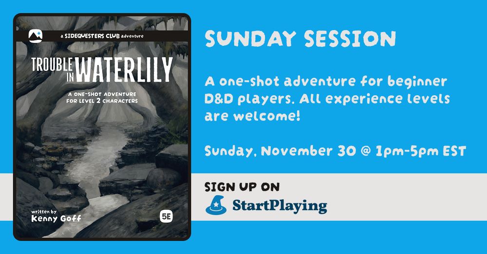 Flyer for StartPlaying games session. Sunday November 30, more details in link.