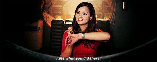 An animated GIF image of Oswin Oswald (played by Jenna Coleman), from the Doctor Who episode 
