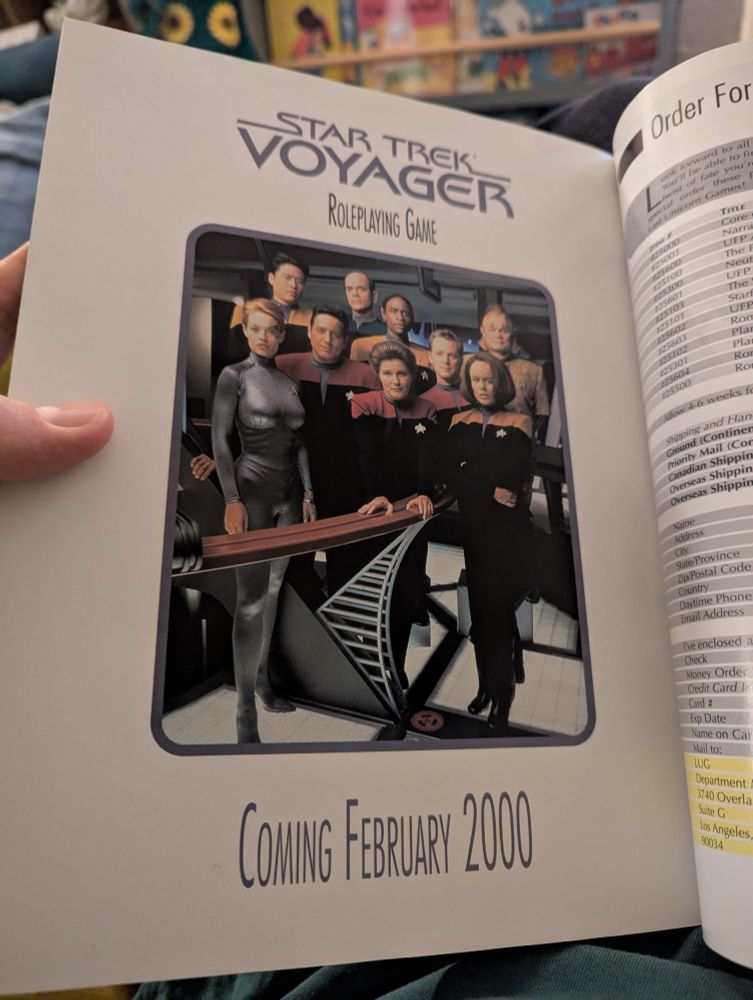 An advert reading "Star Trek Voyager Roleplaying Game Coming February 2020"