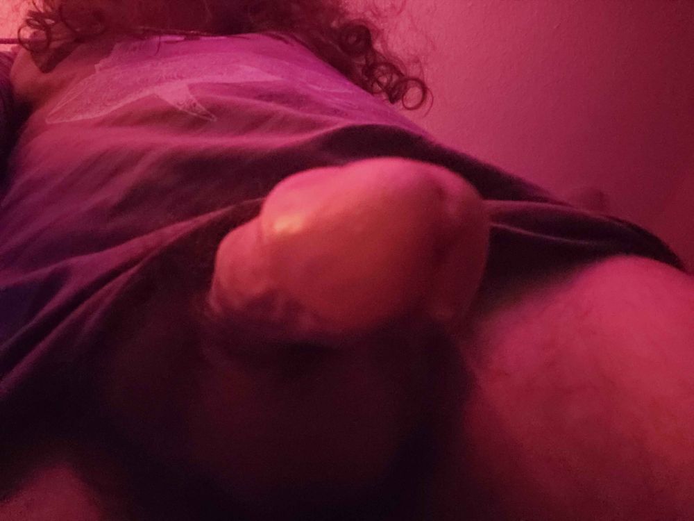 willow standing right over the camera, her hard cock dripping pre just past the camera