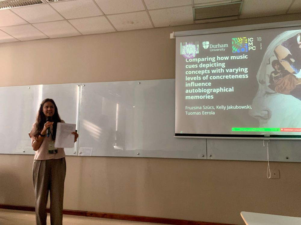 Fruzsina presenting at ICMPC18 in São Paulo 