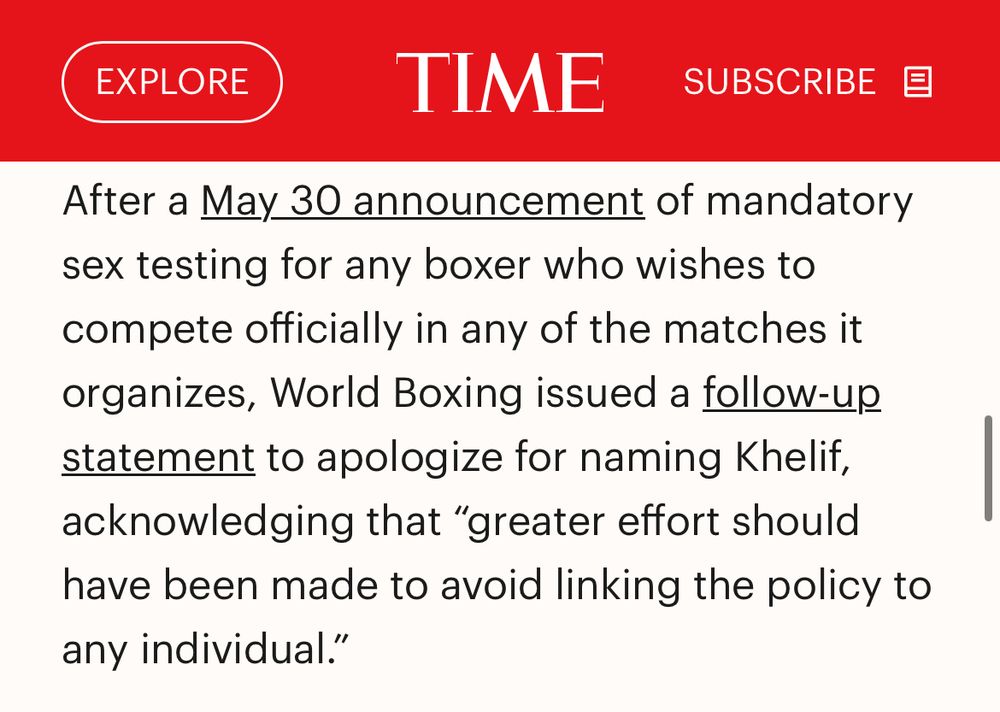 WBA had to apologize for singling out Khelif in its sudden rule change. Because that’s extremely unprofessional and weird to do to an athlete you want to compete in your tournament