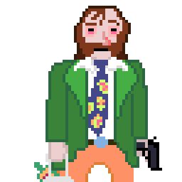 A beginner’s pixel art drawing of Harriet Dubois from Disco Elysium