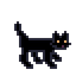 A pixel art cat I made wiggling its tail 