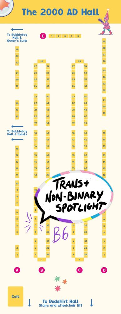 A map with a speech bubble pointing out table b6