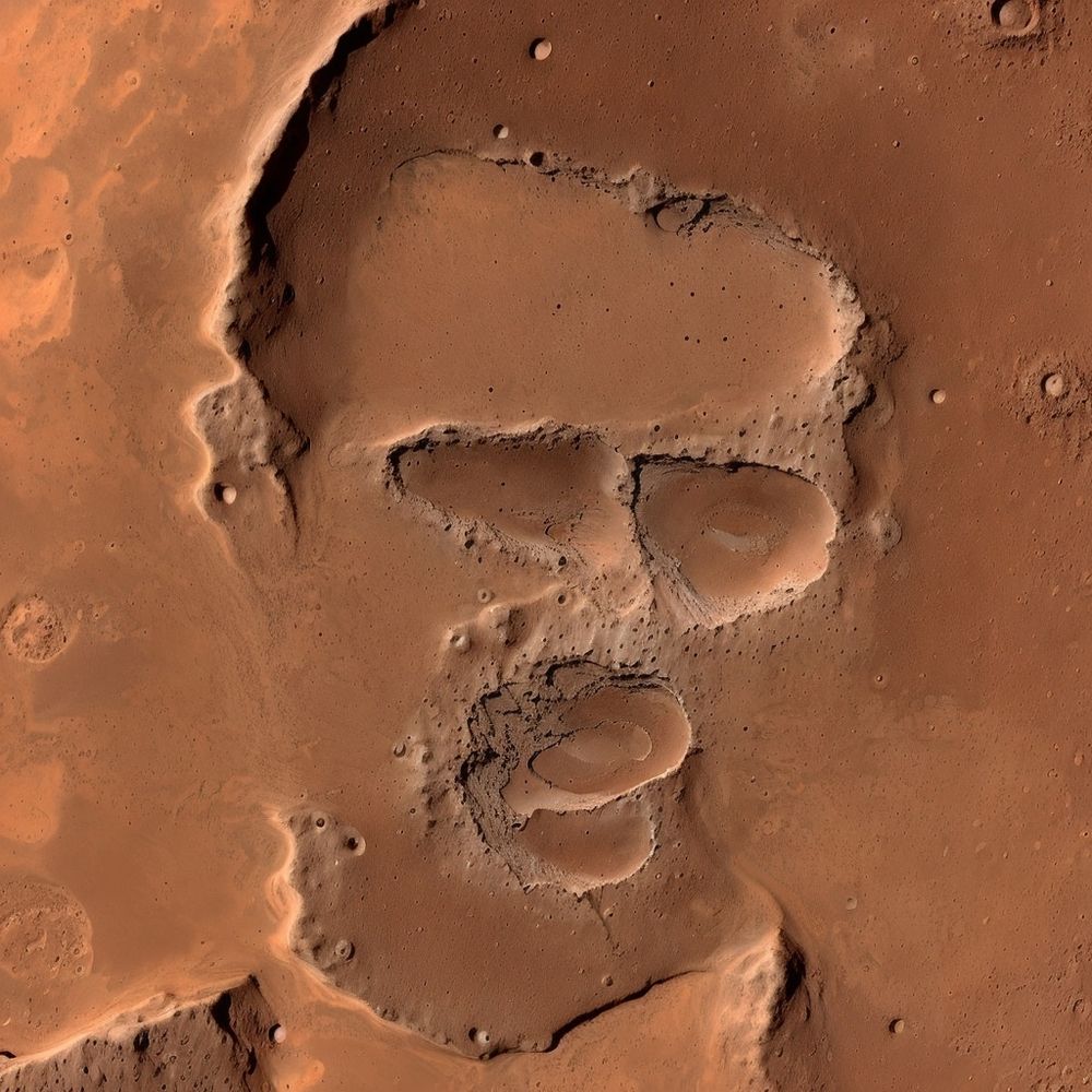 An A.I. generated image that looks like the surface of mars, but it also looks like colin farrell
