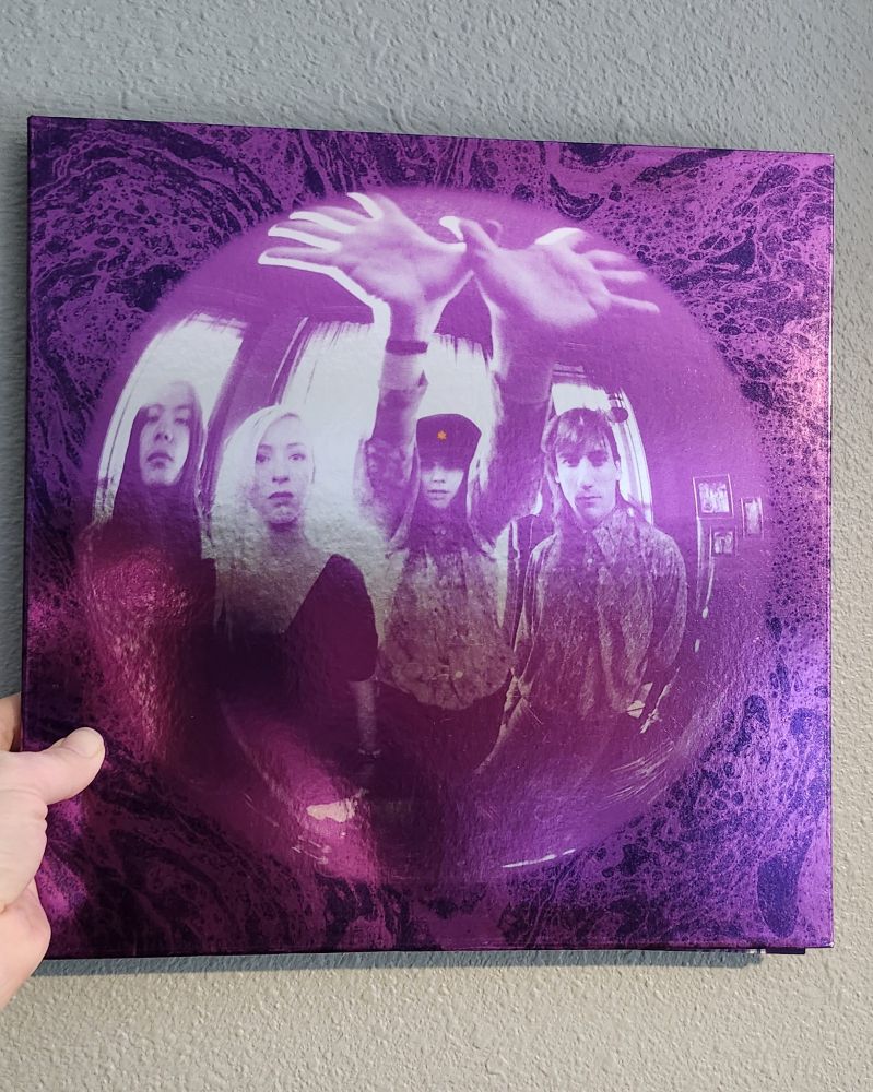 Hand holding up the vinyl record cover for The Smashing Pumpkins album "Gish".