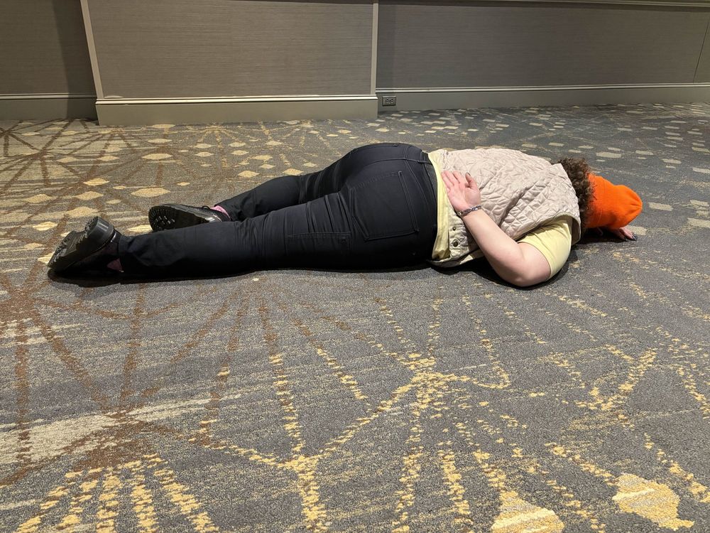 me playing dead face down on the floor