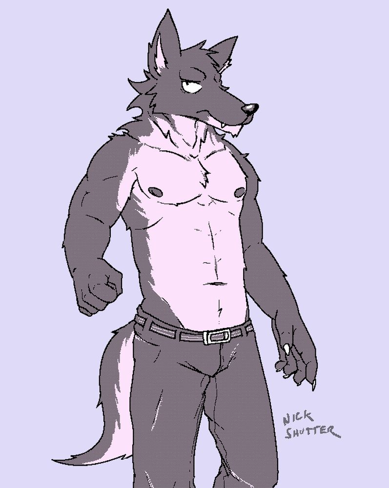 Anthropomorphic wolf illustration