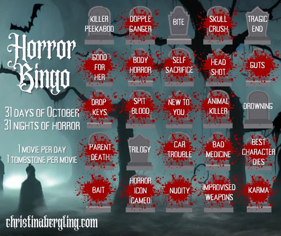 Horror bingo board