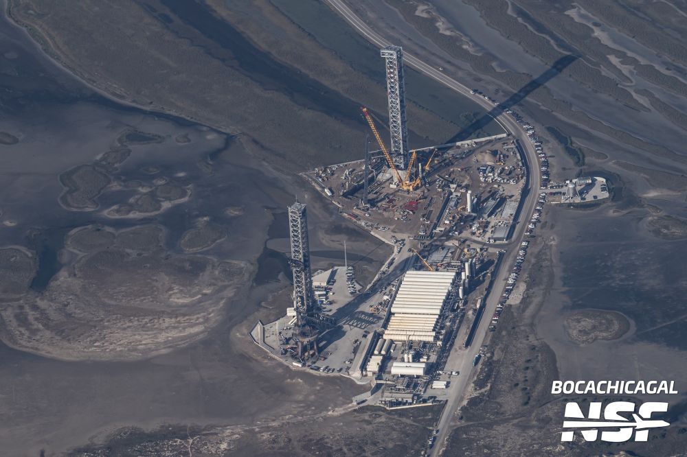 Aerial view of the Launch Site at Starbase in Cameron County, Texas. (Credit: Mary @BocaChicaGal for NSF)