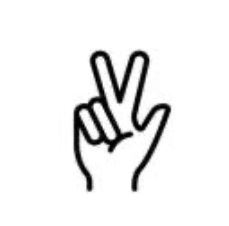 A line art diagram for the German hand gesture for three. 