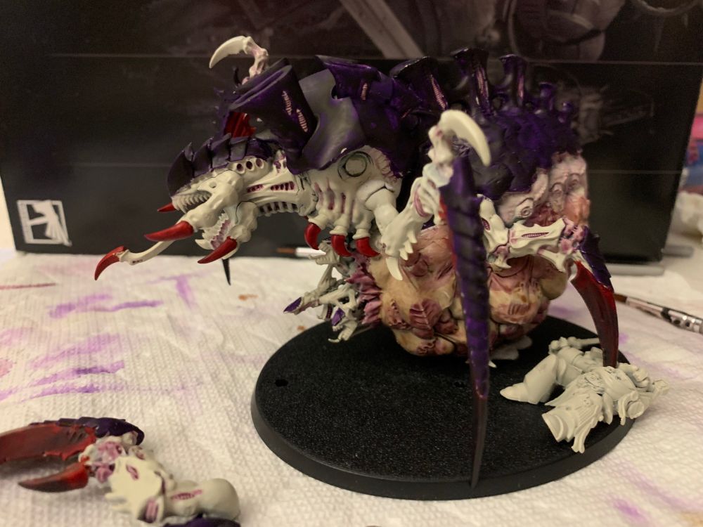 Partially painted kitbashed Warhammer 40K tervigon